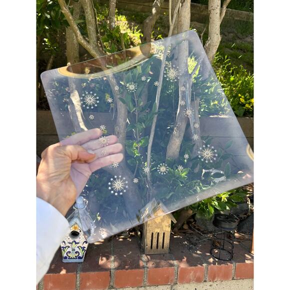 Vintage Glama Square Plate Atomic Starbursts in Metallic Gold Purple Edges - Picture 2 of 10